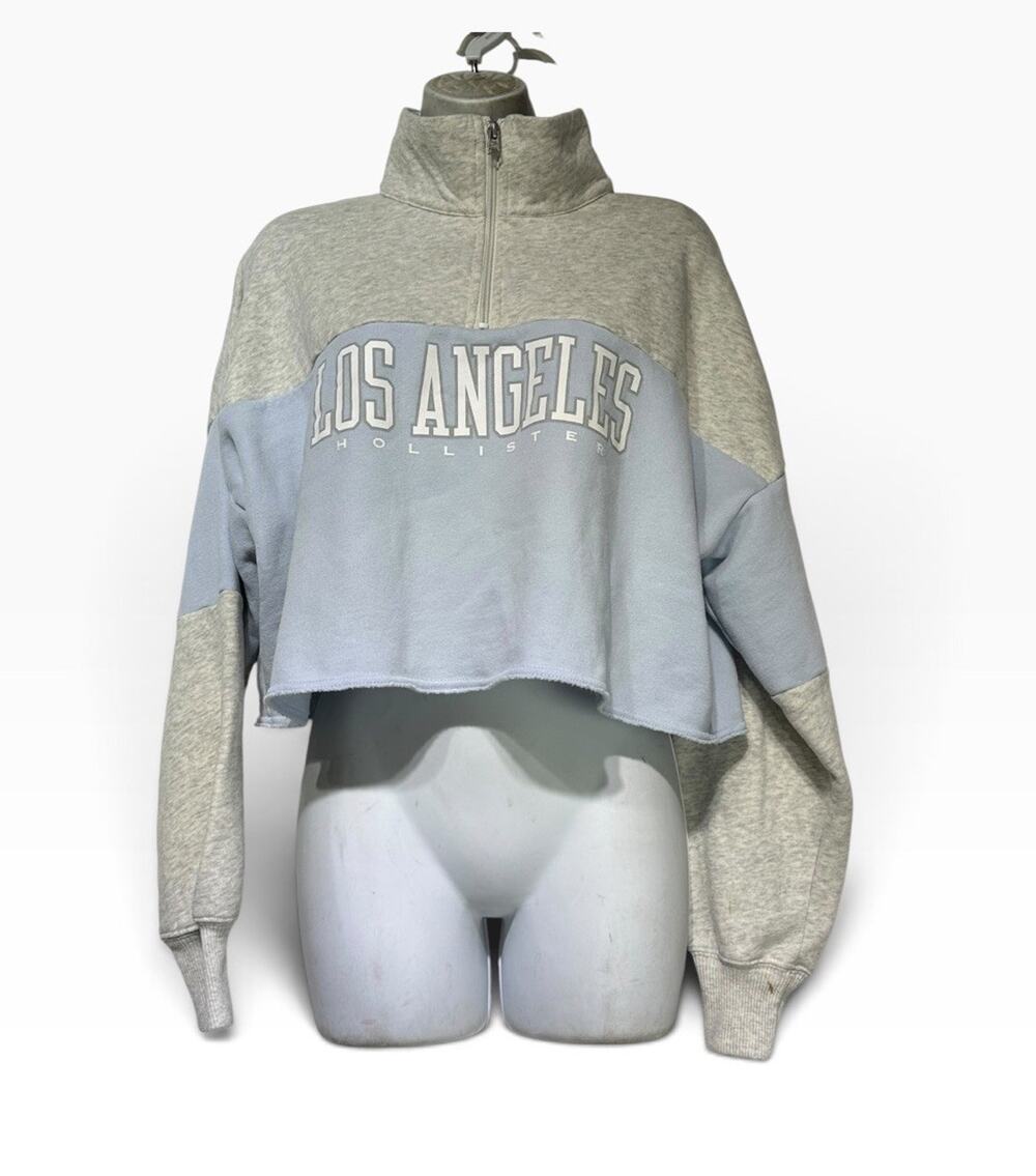 Hollister Women’s M Los Angeles Colorblock Cropped Quarter Zip Sweatshirt